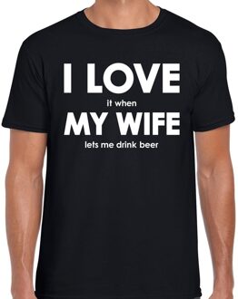 Bellatio Decorations I love my wife lets me drink beer t-shirt zwart heren 2XL