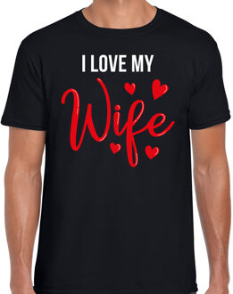 Bellatio Decorations I love my wife valentijn t-shirt zwart voor heren 2XL