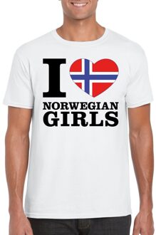 Bellatio Decorations I love Norwegian girls t-shirt wit heren 2XL