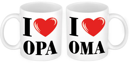 Bellatio Decorations I love Opa en Oma mok - Cadeau beker set voor Opa en Oma