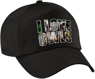 Bellatio Decorations I love owls pet / baseball cap zwart voor dames en heren - Oehoe uil - dierenpetten / natuurliefhebber petten