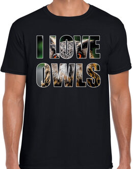 Bellatio Decorations I love owls / uilen t-shirt zwart heren