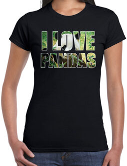 Bellatio Decorations I love pandas / dieren t-shirt zwart dames 2XL