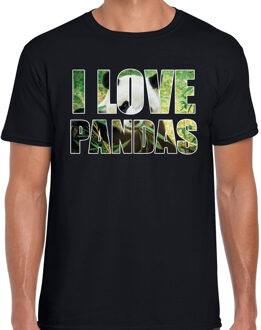 Bellatio Decorations I love pandas  t-shirt zwart heren 2XL