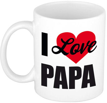 Bellatio Decorations I love papa / Ik hou van papa cadeau mok / beker wit 300 ml - Cadeau mokken - feest mokken