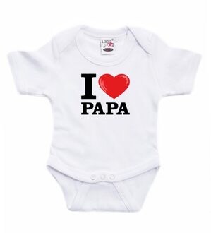 Bellatio Decorations I love Papa tekst - rompertje baby - wit - kraamcadeau