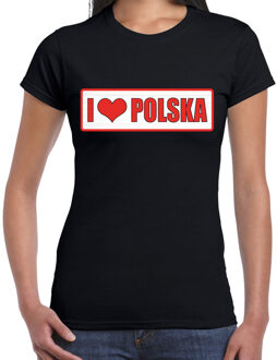 Bellatio Decorations I love Polska / Polen landen t-shirt zwart dames 2XL