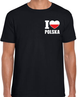 Bellatio Decorations I love Polska t-shirt Polen zwart op borst voor heren S