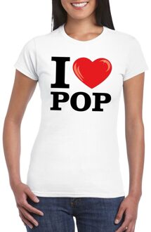 Bellatio Decorations I love pop t-shirt wit dames XS - Feestshirts