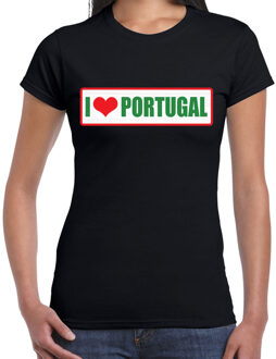 Bellatio Decorations I love Portugal landen t-shirt zwart dames 2XL