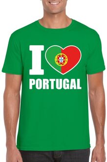 Bellatio Decorations I love Portugal supporters t-shirt - groen - voor heren - korte mouwen