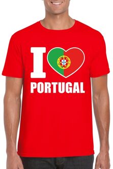 Bellatio Decorations I love Portugal supporters t-shirt - rood - voor heren - korte mouwen