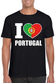 Bellatio Decorations I love Portugal supporters t-shirt - zwart - voor heren - korte mouwen