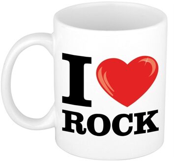 Bellatio Decorations I Love Rock koffiemok / beker 300 ml Multikleur