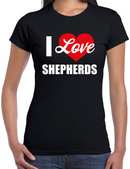 Bellatio Decorations I love Shepherds honden Herder t-shirt zwart voor dames 2XL