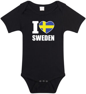 Bellatio Decorations I love Sweden baby rompertje zwart Zweden jongen/meisje 92 (18-24 maanden)