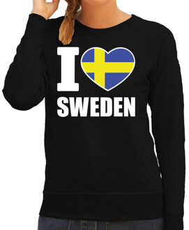 Bellatio Decorations I love Sweden sweater / trui zwart voor dames 2XL