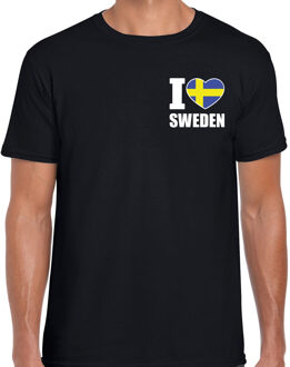 Bellatio Decorations I love Sweden / Zweden landen shirt zwart voor heren - borst bedrukking 2XL