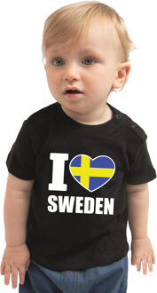 Bellatio Decorations I love Sweden / Zweden landen shirtje zwart voor babys 62 (1-3 maanden)