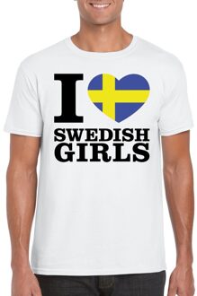 Bellatio Decorations I love Swedish girls t-shirt wit heren