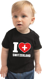 Bellatio Decorations I love Switzerland / Zwitserland landen shirtje zwart voor babys 62 (1-3 maanden)