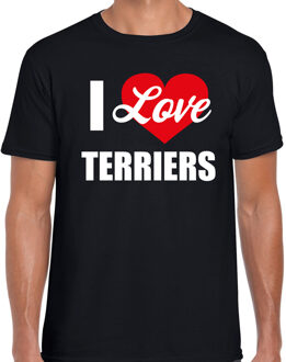 Bellatio Decorations I love Terriers honden t-shirt zwart voor heren 2XL