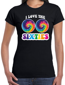 Bellatio Decorations I love the sixties boobs t-shirt zwart dames M - Feestshirts