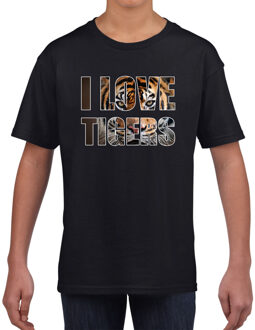 Bellatio Decorations I love tigers / tijgers t-shirt zwart kids L (146-152)