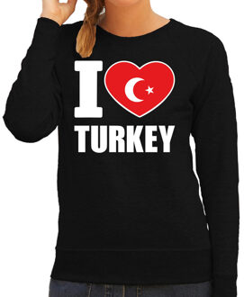 Bellatio Decorations I love Turkey sweater / trui zwart voor dames