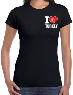 Bellatio Decorations I love Turkey / Turkije landen shirt zwart voor dames - borst bedrukking 2XL