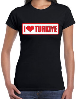 Bellatio Decorations I love Turkiye / Turkije landen t-shirt zwart dames