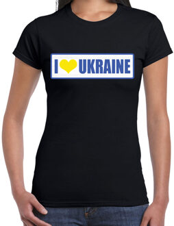 Bellatio Decorations I love Ukraine / Oekraine landen t-shirt zwart dames