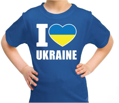 Bellatio Decorations I love Ukraine t-shirt blauw voor kids - Oekraine landen shirt - Oekraiens supporters kleding XL (158-164)