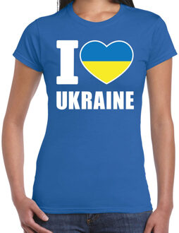 Bellatio Decorations I love Ukraine t-shirt Oekraine blauw voor dames 2XL