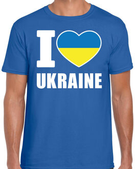Bellatio Decorations I love Ukraine t-shirt Oekraine blauw voor heren