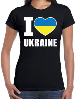 Bellatio Decorations I love Ukraine t-shirt Oekraine zwart voor dames 2XL