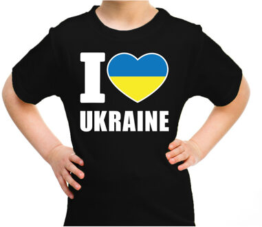 Bellatio Decorations I love Ukraine t-shirt Oekraine zwart voor kids L (146-152)