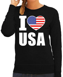 Bellatio Decorations I love USA sweater / trui zwart voor dames 2XL