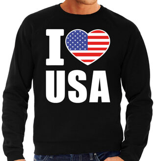 Bellatio Decorations I love USA sweater / trui zwart voor heren