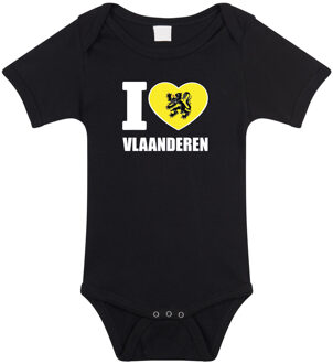 Bellatio Decorations I love Vlaanderen baby rompertje zwart jongen/meisje 92 (18-24 maanden)