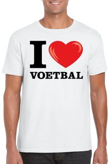 Bellatio Decorations I love voetbal t-shirt wit heren 2XL