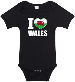 Bellatio Decorations I love Wales landen rompertje zwart jongens en meisjes 56 (1-2 maanden)