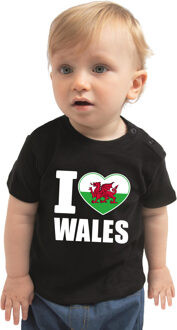 Bellatio Decorations I love Wales landen shirtje zwart voor babys 62 (1-3 maanden)