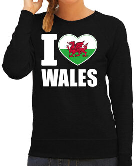 Bellatio Decorations I love Wales sweater / trui zwart voor dames 2XL