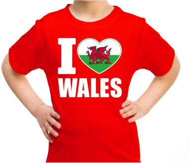 Bellatio Decorations I love Wales t-shirt Verenigd Koninkrijk rood voor kids L (146-152)