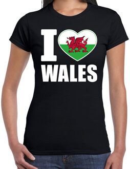 Bellatio Decorations I love Wales t-shirt Verenigd Koninkrijk zwart voor dames 2XL