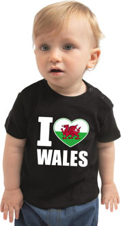 Bellatio Decorations I love Wales t-shirt zwart voor babys