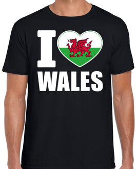 Bellatio Decorations I love Wales t-shirt zwart voor heren - Verenigd Koninkrijk landen shirt - supporter kleding 2XL