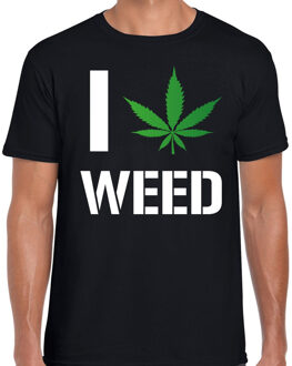 Bellatio Decorations I love weed / drugs fun t-shirt zwart voor heren 2XL