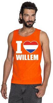 Bellatio Decorations I love Willem mouwloos shirt oranje heren L - Feestshirts